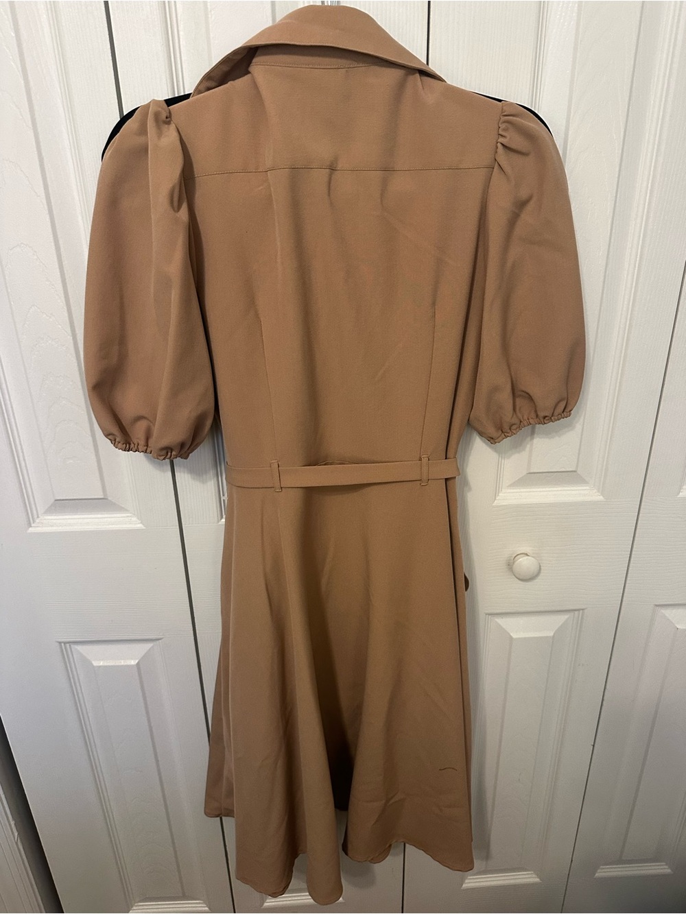 Sharagano Camel Tan Puff-Sleeve Shirt Dress - Picture 4 of 4
